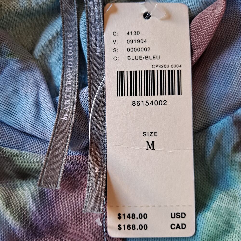 Anthropologie Printed Mesh Dress Long Sleeve Midi Bodycon Blue Brown Size M NWT - Picture 10 of 13